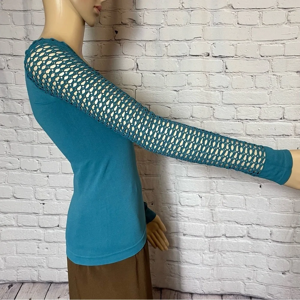 New Free People Conversation Starter Long-Sleeve Cami Teal Size M/L